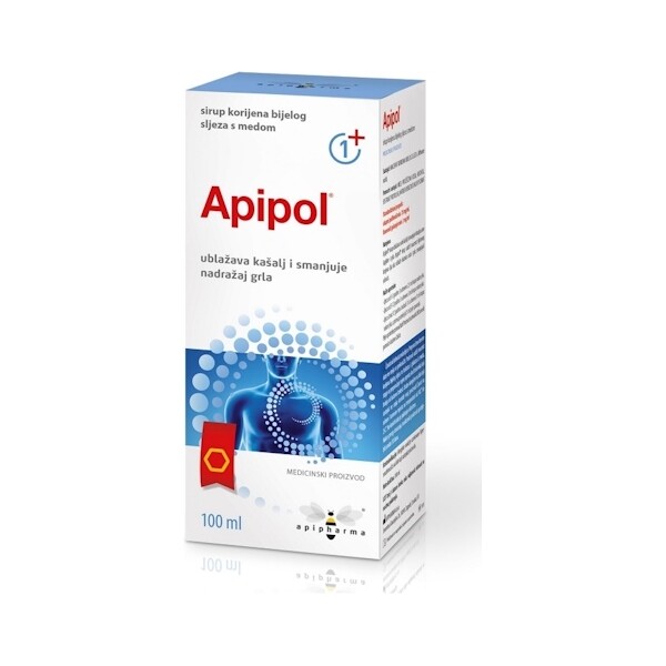 APIPHARMA APIPOL SIRUP BIJELOG SLJEZA S PROPOLISOM I MEDOM 100ML