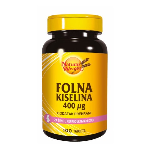 NATURAL WEALTH FOLNA KISELINA 400μg TABLETE A100