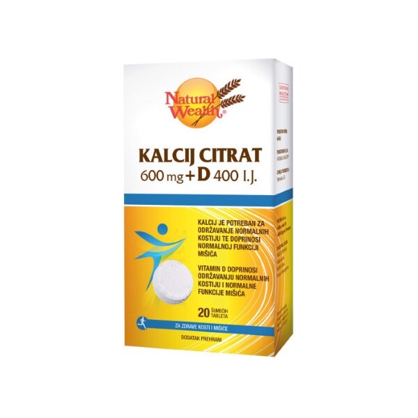 NATURAL WEALTH KALCIJ CITRAT+ D ŠUMEĆE TABLETE A20