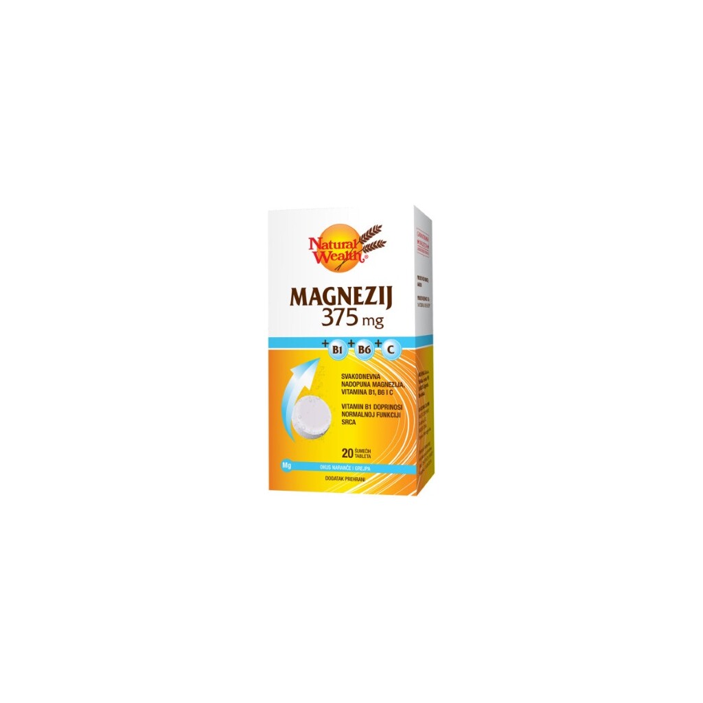 NATURAL WEALTH MAGNEZIJ 375 MG+B1+B6+C ŠUMEĆE TABLETE A20