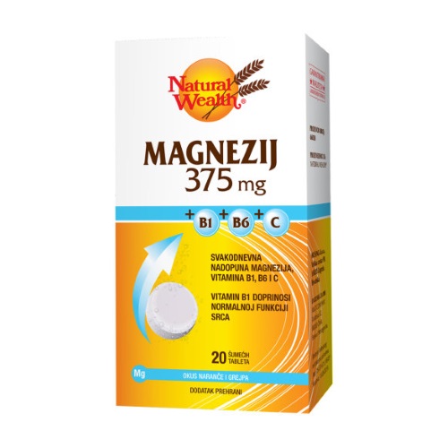 NATURAL WEALTH MAGNEZIJ 375 MG+B1+B6+C ŠUMEĆE TABLETE A20