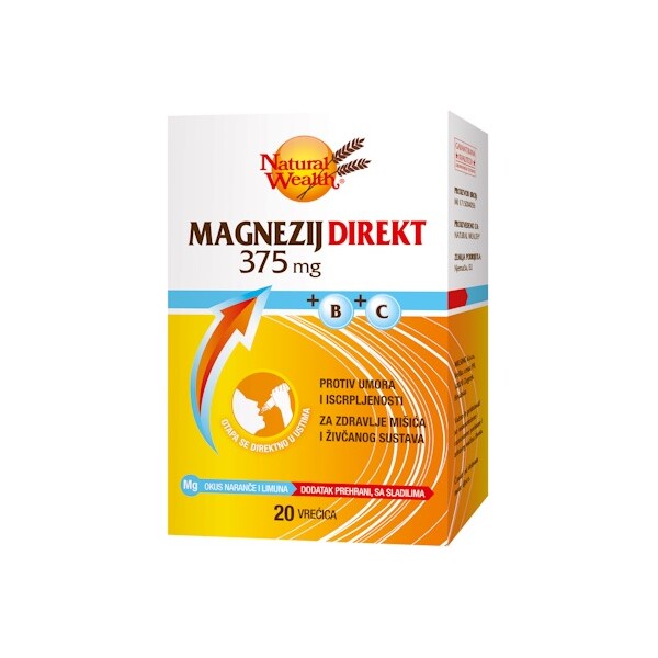 NATURAL WEALTH MAGNEZIJ DIREKT 375MG +B+C VREĆICE