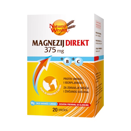 NATURAL WEALTH MAGNEZIJ DIREKT 375MG +B+C VREĆICE