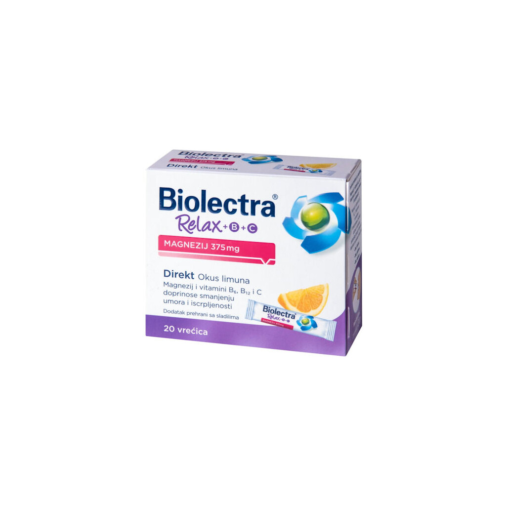 BIOLECTRA RELAX MAGNEZIJ 375MG +B +C DIREKT VREĆICE A20