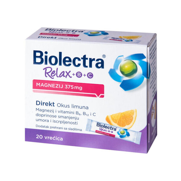 BIOLECTRA RELAX MAGNEZIJ 375MG +B +C DIREKT VREĆICE A20
