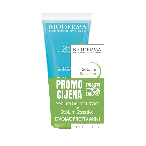 BIODERMA SEBIUM SENSITIVE KREMA 30ML+SEBIUM GEL ZA ČIŠČENJE MOUSSANT 200ML