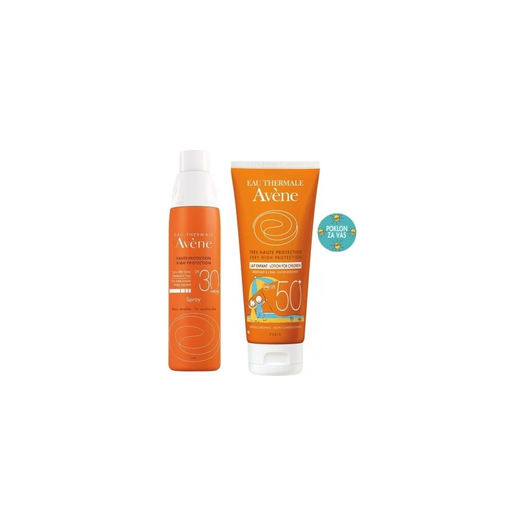 AVENE SUN SPREJ SPF30 + AVENE DJEČJE MLIJEKO SPF50+