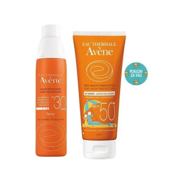 AVENE SUN SPREJ SPF30 + AVENE DJEČJE MLIJEKO SPF50+
