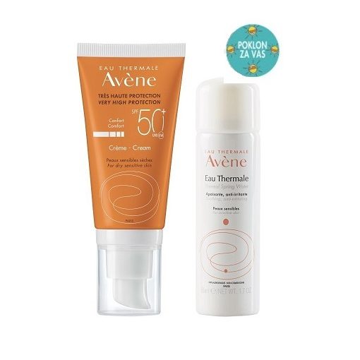 AVENE SUN KREMA SPF50+ 50ML + TERMALNA VODA 50ML GRATIS