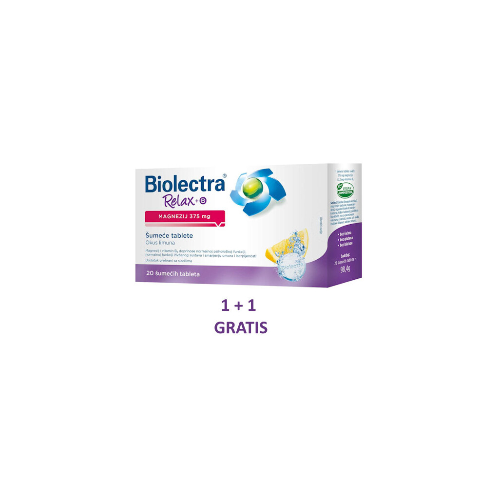 BIOLECTRA RELAX MAGNEZIJ 375MG +B6 ŠUMEĆE TABLETE 2XA20
