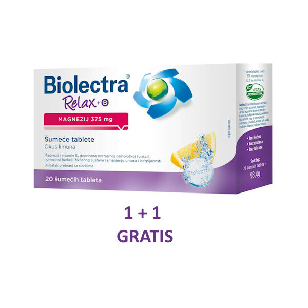 BIOLECTRA RELAX MAGNEZIJ 375MG +B6 ŠUMEĆE TABLETE 2XA20