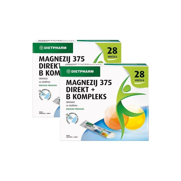 DIETPHARM MAGNEZIJ 375 DIREKT+ B KOMPLEX DUO PAKIRANJE