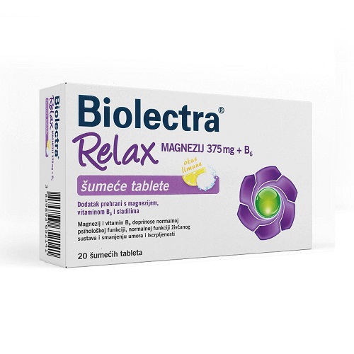 HERMES BIOLECTRA RELAX MAGNEZIJ 375MG +B6 ŠUMEĆE TABLETE