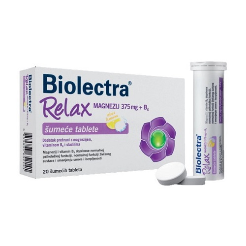 HERMES BIOLECTRA RELAX MAGNEZIJ 375MG + B6 ŠUMEĆE TABLETE DUPLO PAKIRANJE