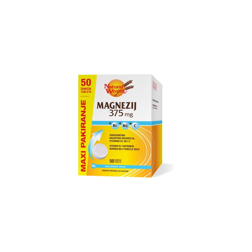 NATURAL WEALTH MAGNEZIJ 375MG+B1+B6+C ŠUMEĆE TABLETE MAXI PAKIRANJE
