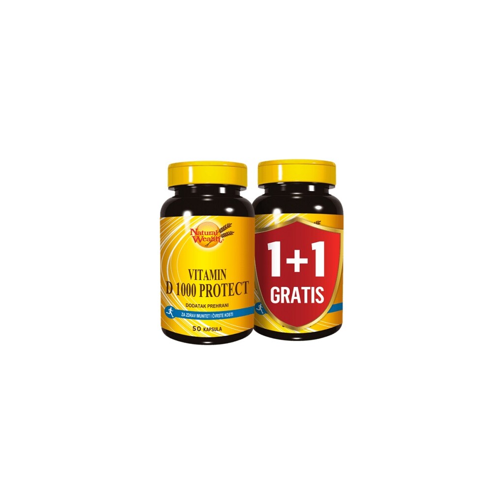 NATURAL WEALTH VITAMIN D 1000 PROTECT A50 1+1 GRATIS