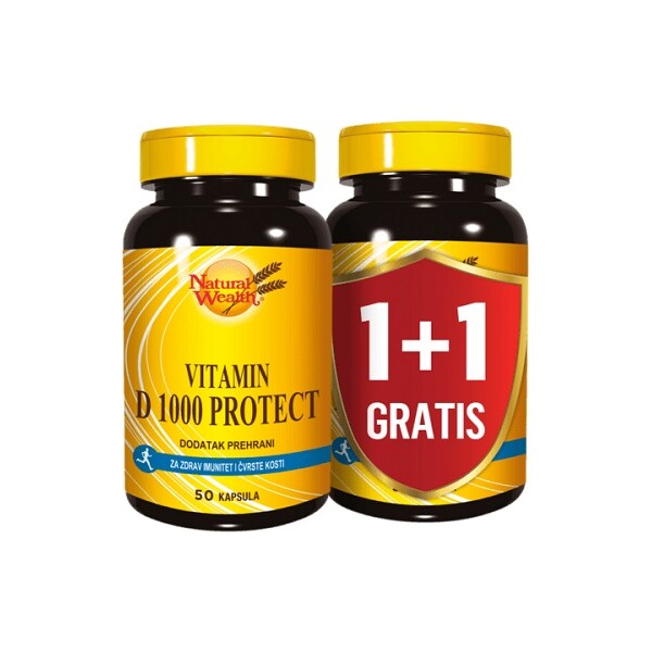 NATURAL WEALTH VITAMIN D 1000 PROTECT A50 1+1 GRATIS
