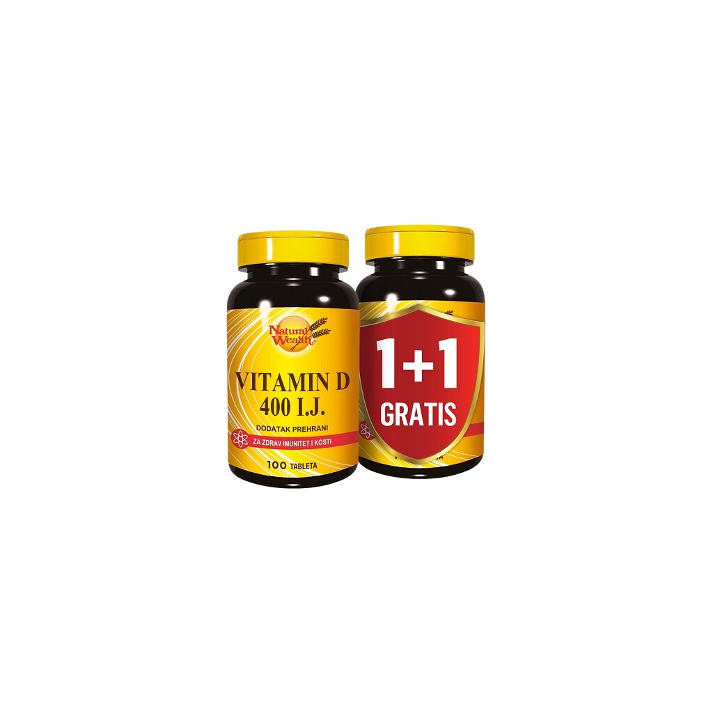 NATURAL WEALTH VITAMIN D 400 I.J. A100 1+1 GRATIS