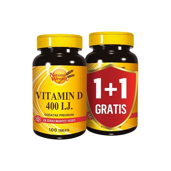 NATURAL WEALTH VITAMIN D 400 I.J. A100 1+1 GRATIS
