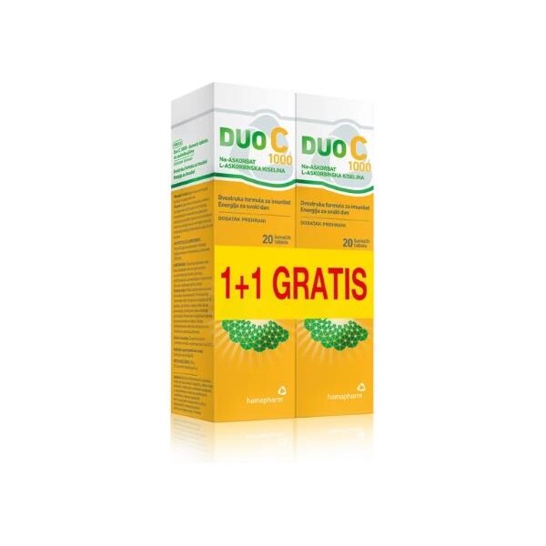 DUO C 1000 ŠUMEĆE TABLETE HAMAPHARM 1+1 GRATIS