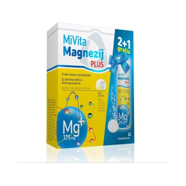 MIVITA MAGNEZIJ PLUS ŠUMEĆE TABLETE HAMAPHARM A30 + 15 GRATIS