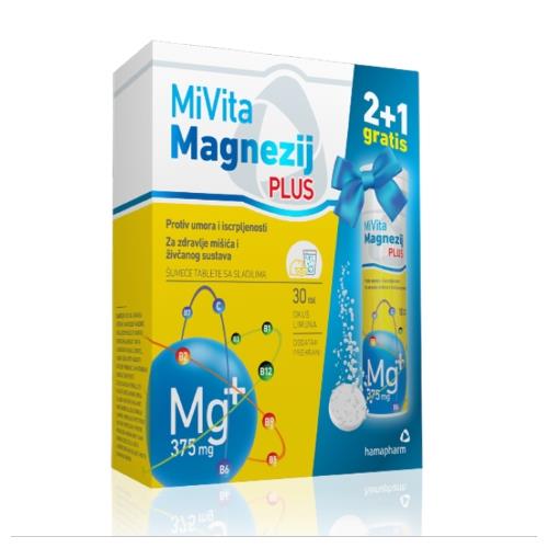 MIVITA MAGNEZIJ PLUS ŠUMEĆE TABLETE HAMAPHARM A30 + 15 GRATIS