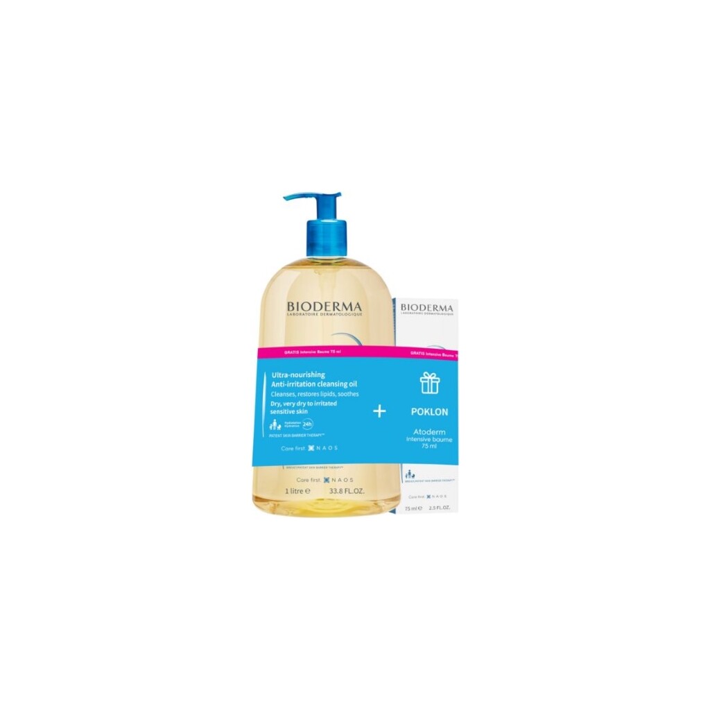 BIODERMA ATODERM ULJE ZA TUŠIRANJE 1L + INTENZIVNI BALZAM 75ML