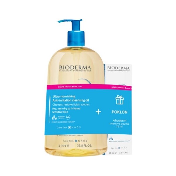 BIODERMA ATODERM ULJE ZA TUŠIRANJE 1L + INTENZIVNI BALZAM 75ML