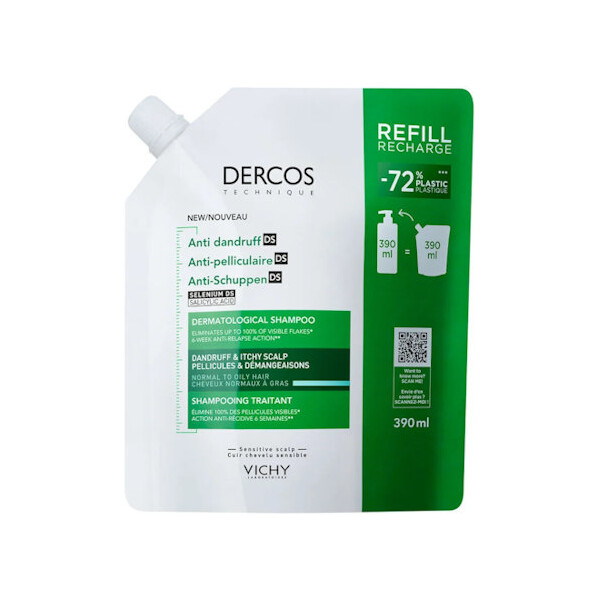 VICHY DERCOS ŠAMPON PROTIV PERUTI NORMALNA MASNA KOSA REFILL 390ML