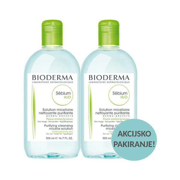 BIODERMA SEBIUM H2O MICELARNA OTOPINA 500ML 1+1
