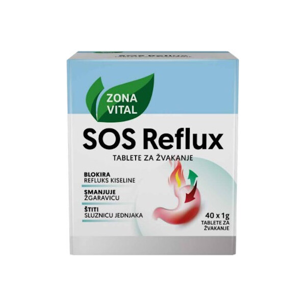SOS REFLUX TABLETE ZA ŽVAKANJE A40 ZONA VITAL