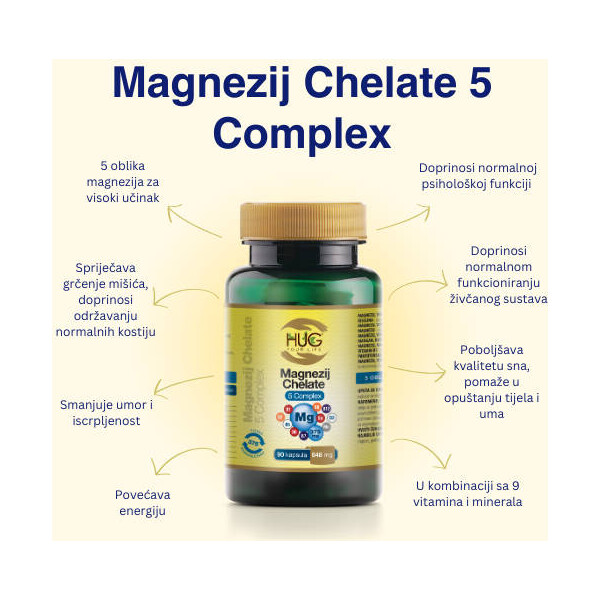 MAGNEZIJ CHELATE 5 COMPLEX KAPSULE A90 HUG YOUR LIFE