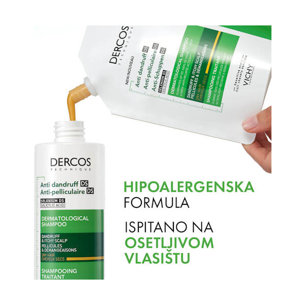 VICHY DERCOS ŠAMPON PROTIV PERUTI DS SUHA KOSA REFILL 390ML