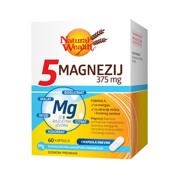 MAGNEZIJ 5 375MG KAPSULE A60 NATURAL WEALTH