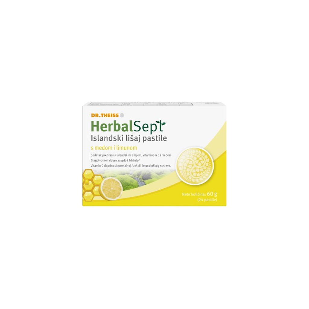 HERBALSEPT PASTILE ISLANDSKI LIŠAJ MED I LIMUN A24 DR.THEISS