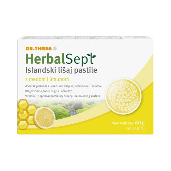 HERBALSEPT PASTILE ISLANDSKI LIŠAJ MED I LIMUN A24 DR.THEISS