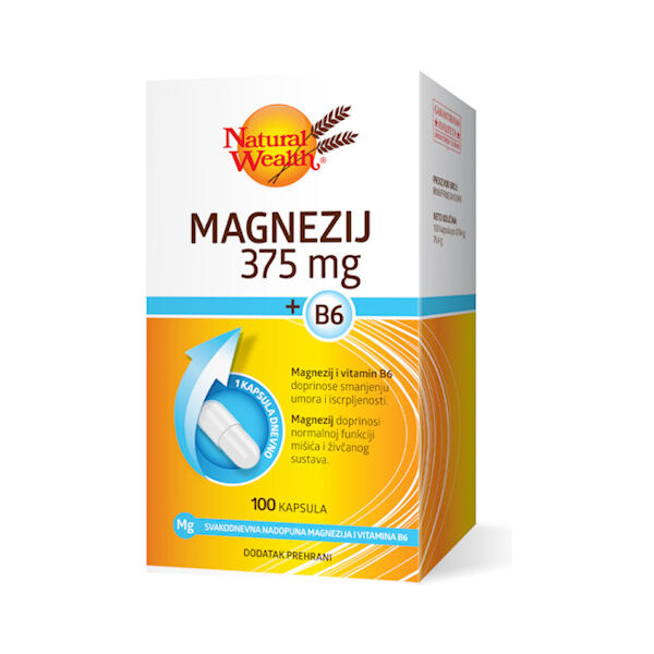 NATURAL WEALTH MAGNEZIJ 375MG + B6 KAPSULE A100