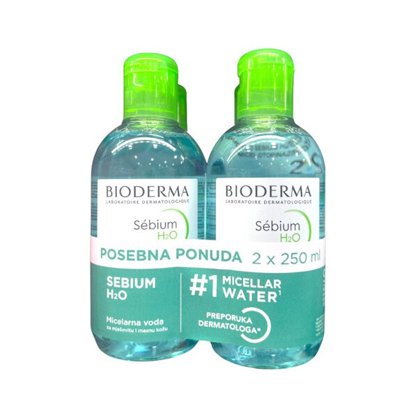 BIODERMA SEBIUM H2O MICELARNA VODA 2X250ML DUO PACK