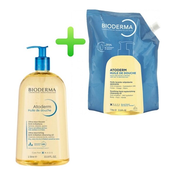 BIODERMA ATODERM ULJE ZA TUŠIRANJE 1L REFILL DUO PROMO